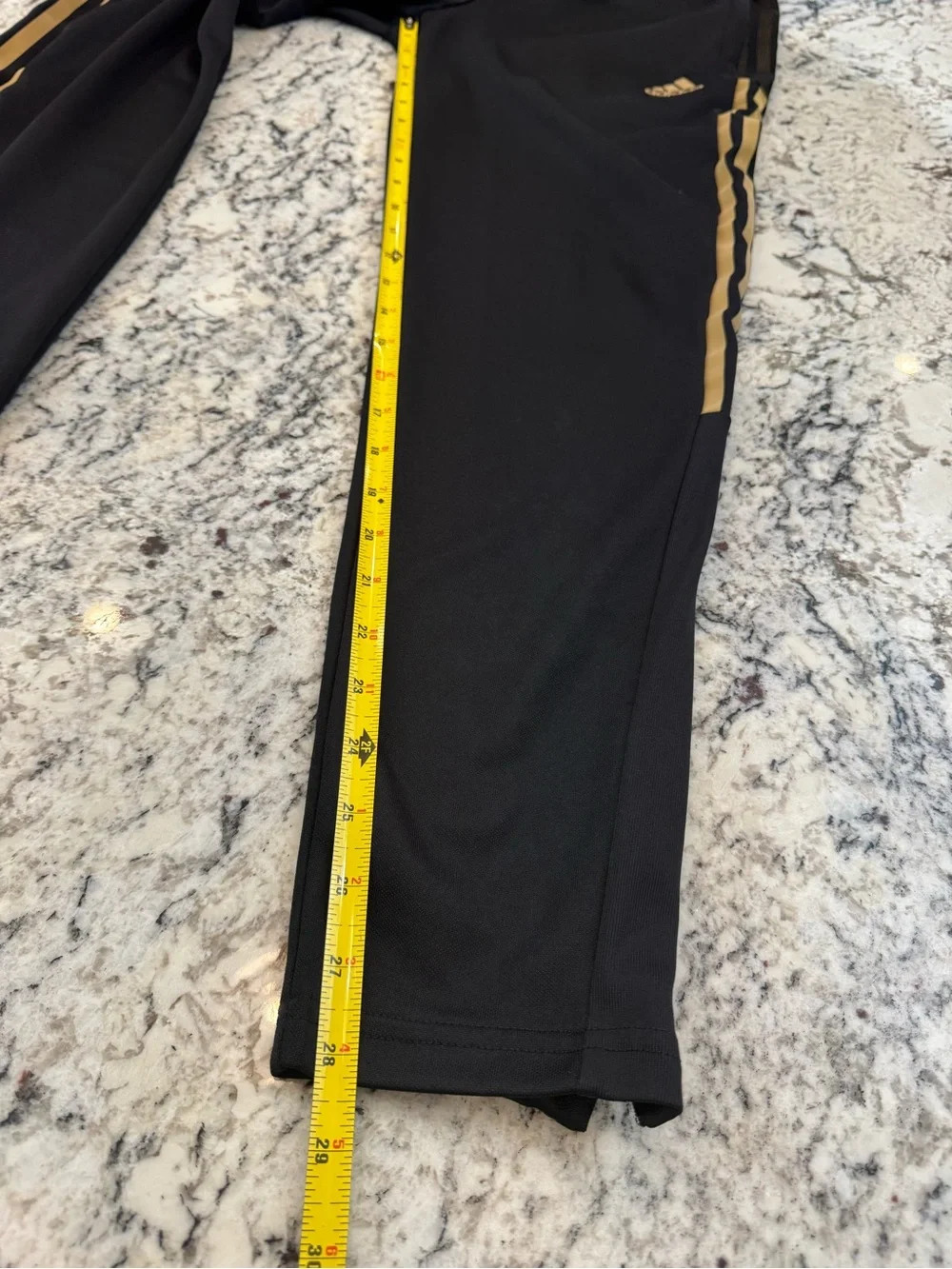 Adidas Black Gold 3 Stripe Track Pants Medium Ankle Zip